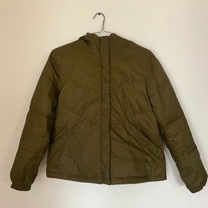 Madewell Green Chevron Packable Puffer Jacket
